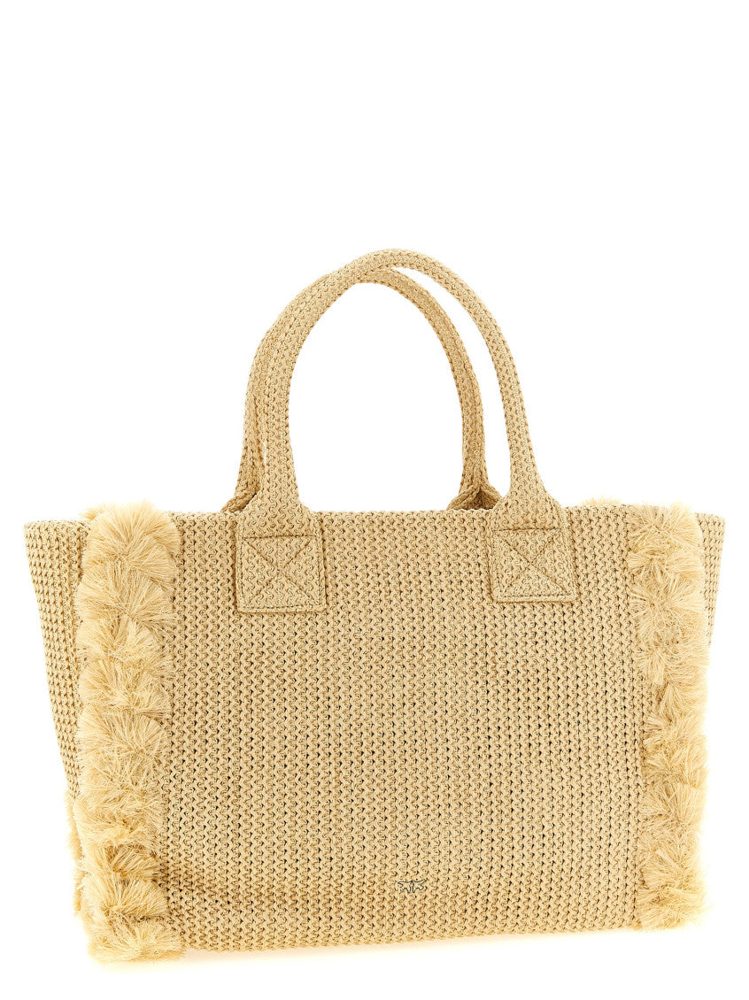 Natural Logo Top Zip Medium Tote 2