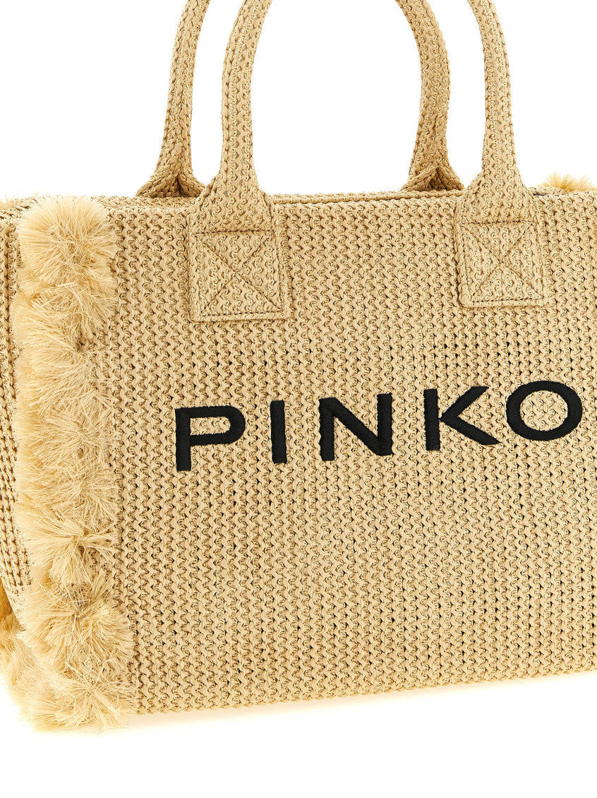 Natural Logo Top Zip Medium Tote 3