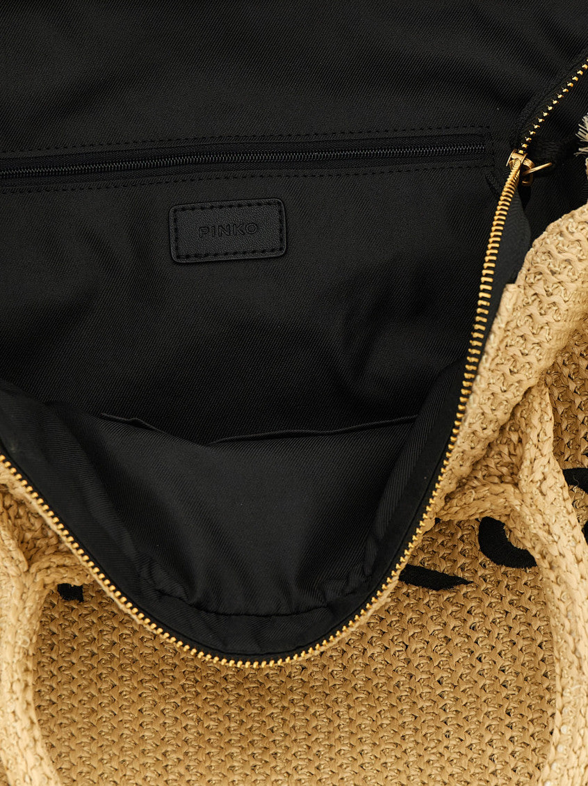 Natural Logo Top Zip Medium Tote 4