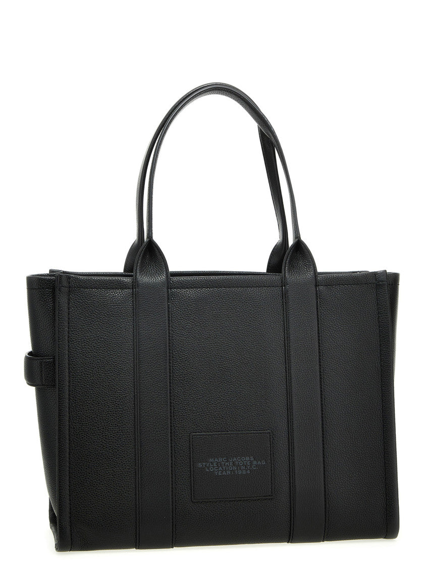 Black The Leather Top Zip Large Tote 2