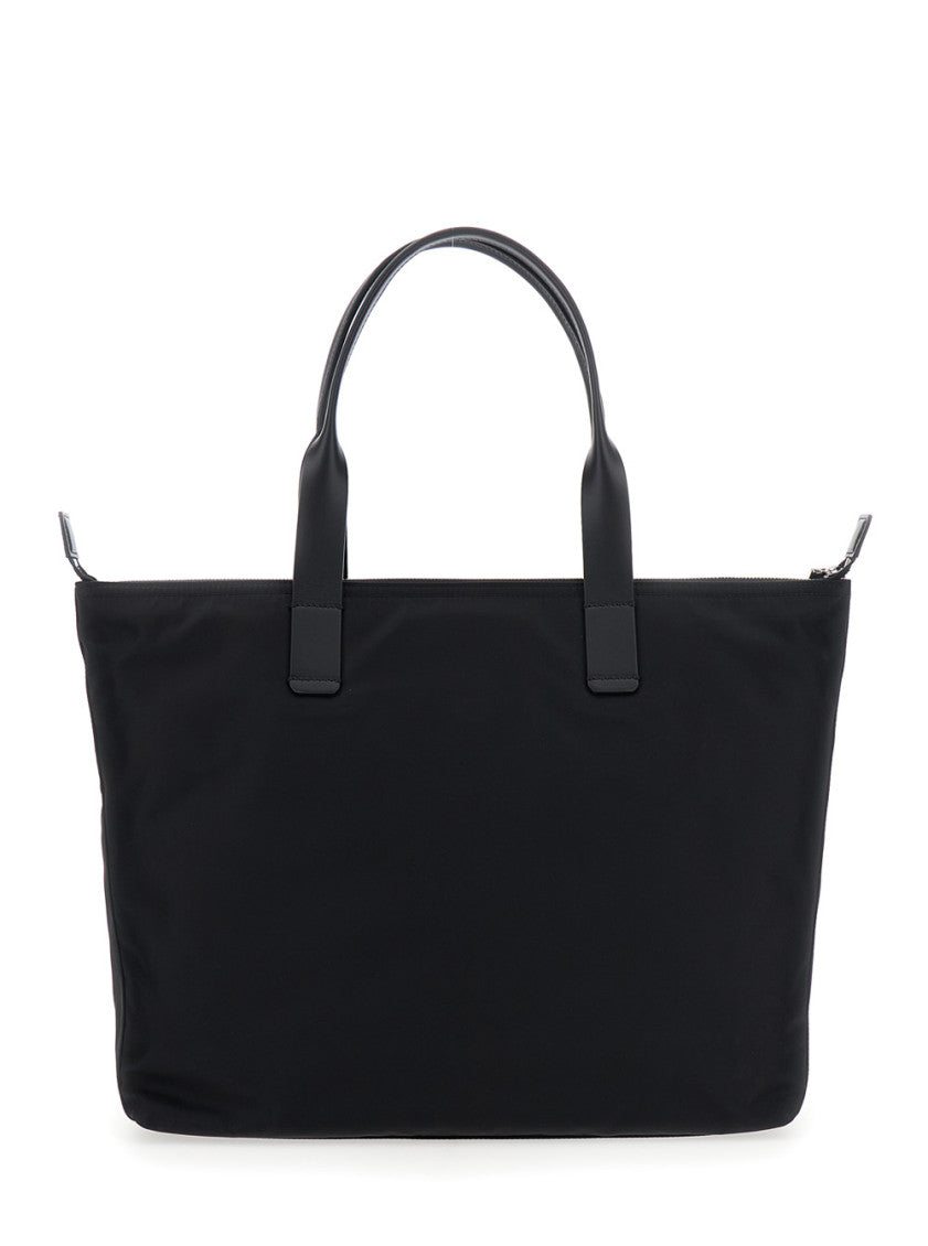 Black Logo Plaque Top Zip Tote 2