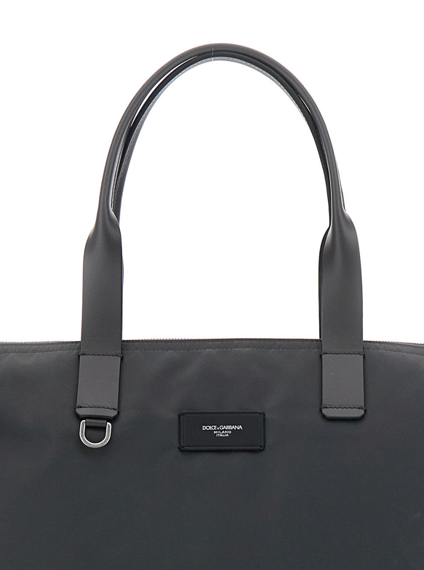 Dark Grey Logo Plaque Top Zip Tote 3
