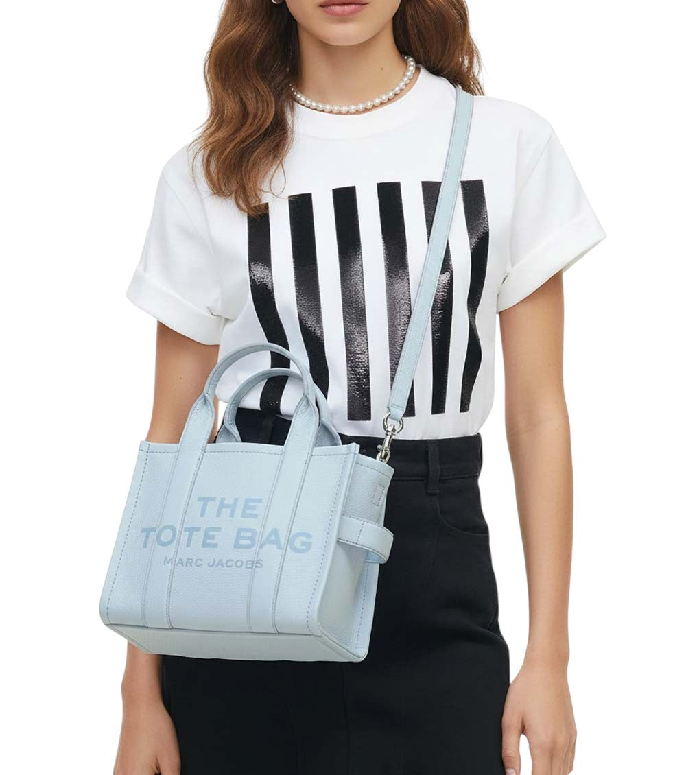 Light Blue The Leather Top Zip Small Tote 5