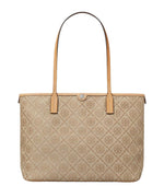 Beige T Monogram Top Zip Small Tote 1