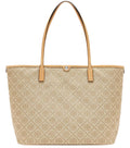 Beige T Monogram Top Zip Large Tote 1