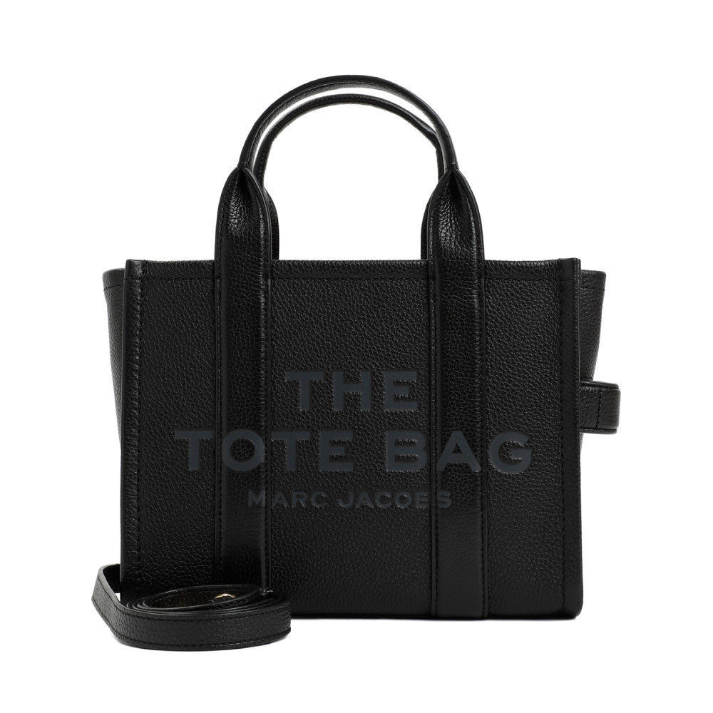 Black The Leather Top Zip Small Tote 1