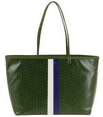 Green Racer Top Zip Large Tote 1