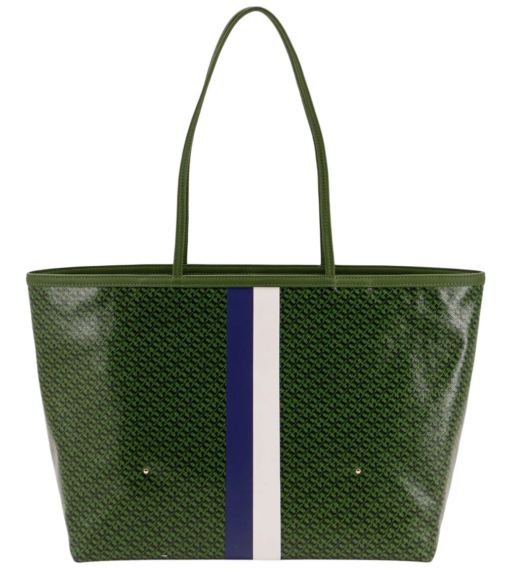 Green Racer Top Zip Large Tote 2