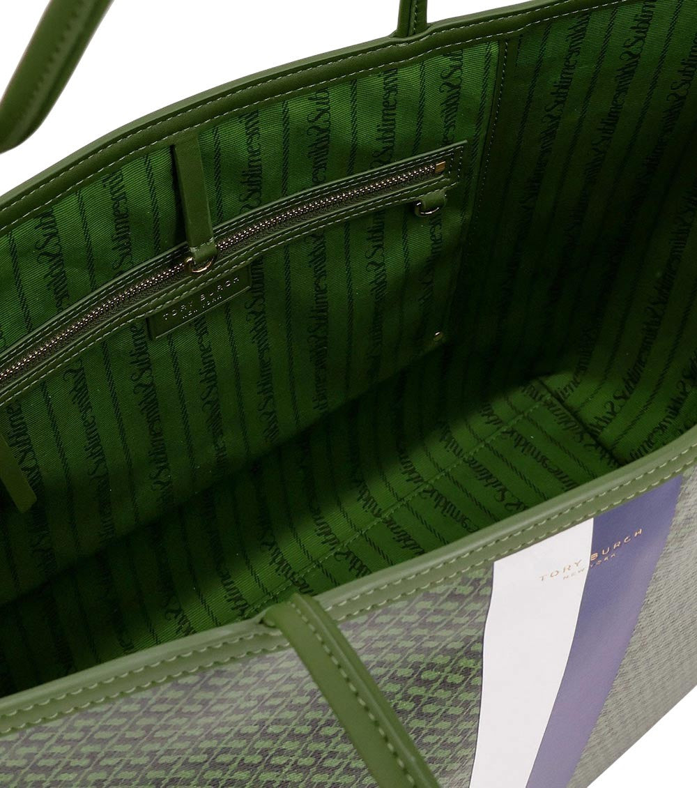 Green Racer Top Zip Large Tote 3