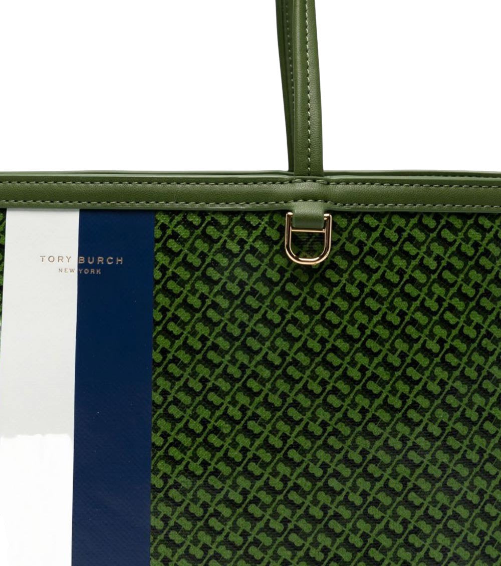 Green Racer Top Zip Large Tote 4