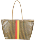 Tan Racer Top Zip Large Tote 1