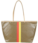 Tan Racer Top Zip Large Tote 1