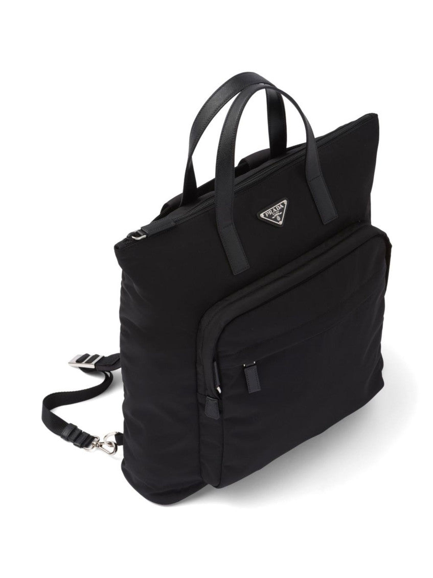 Black Re Nylon Top Zip Tote 4