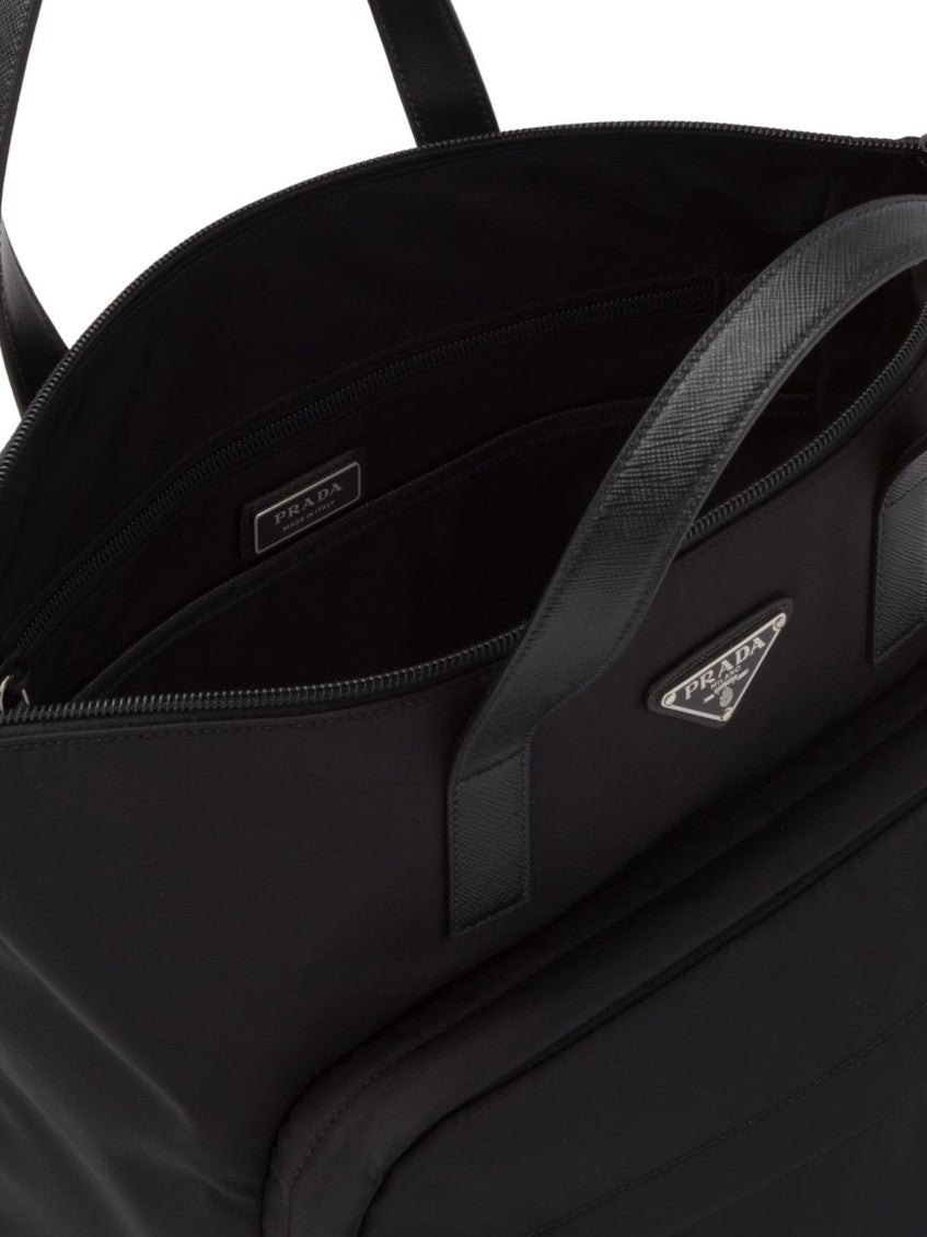 Black Re Nylon Top Zip Tote 5