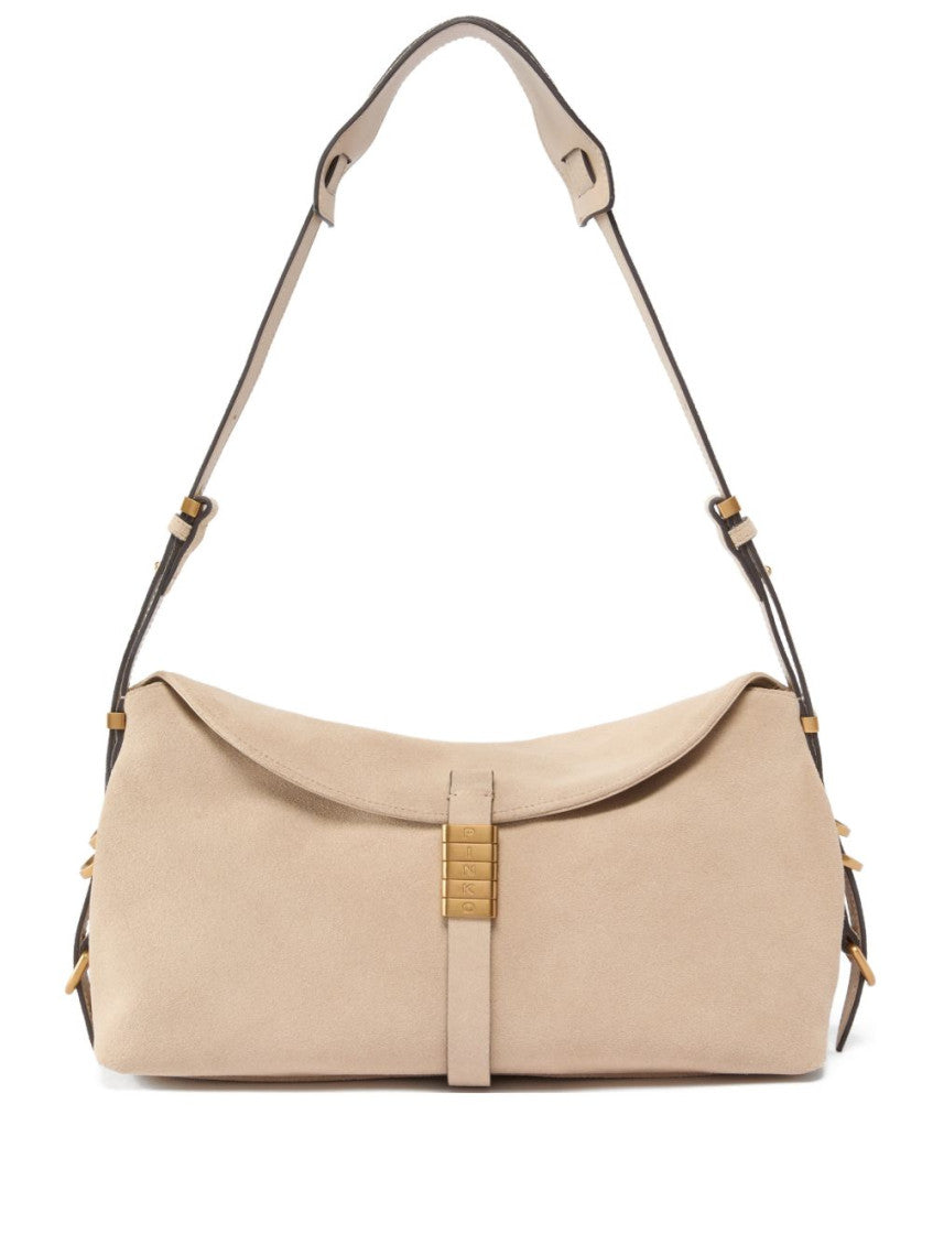 Beige Logo Medium Shoulder Bag 1