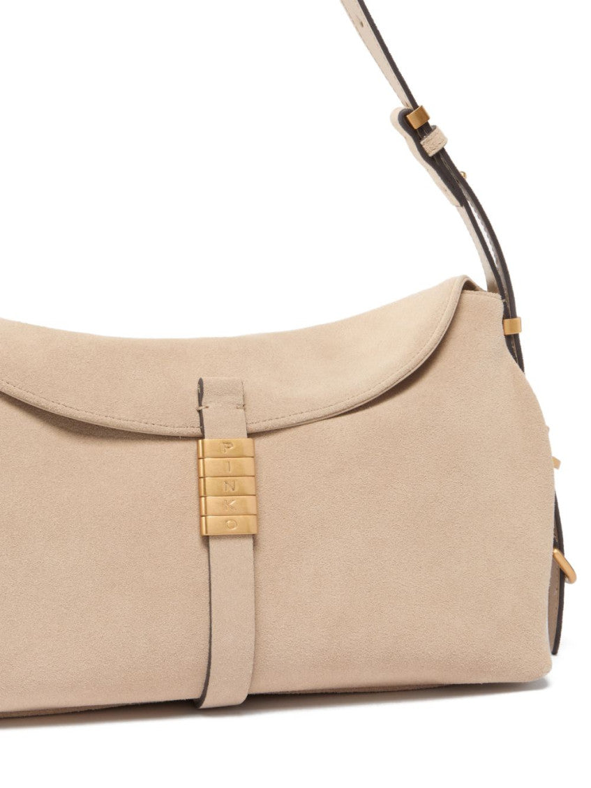 Beige Logo Medium Shoulder Bag 3
