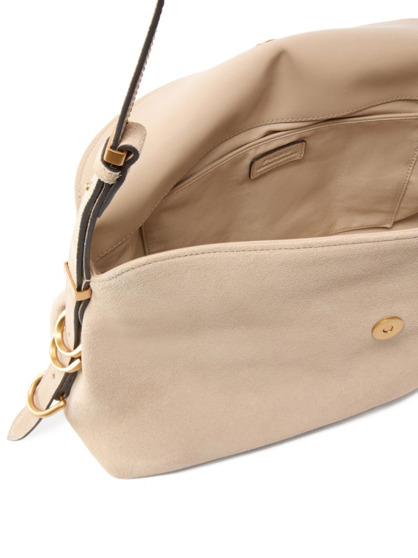 Beige Logo Medium Shoulder Bag 4