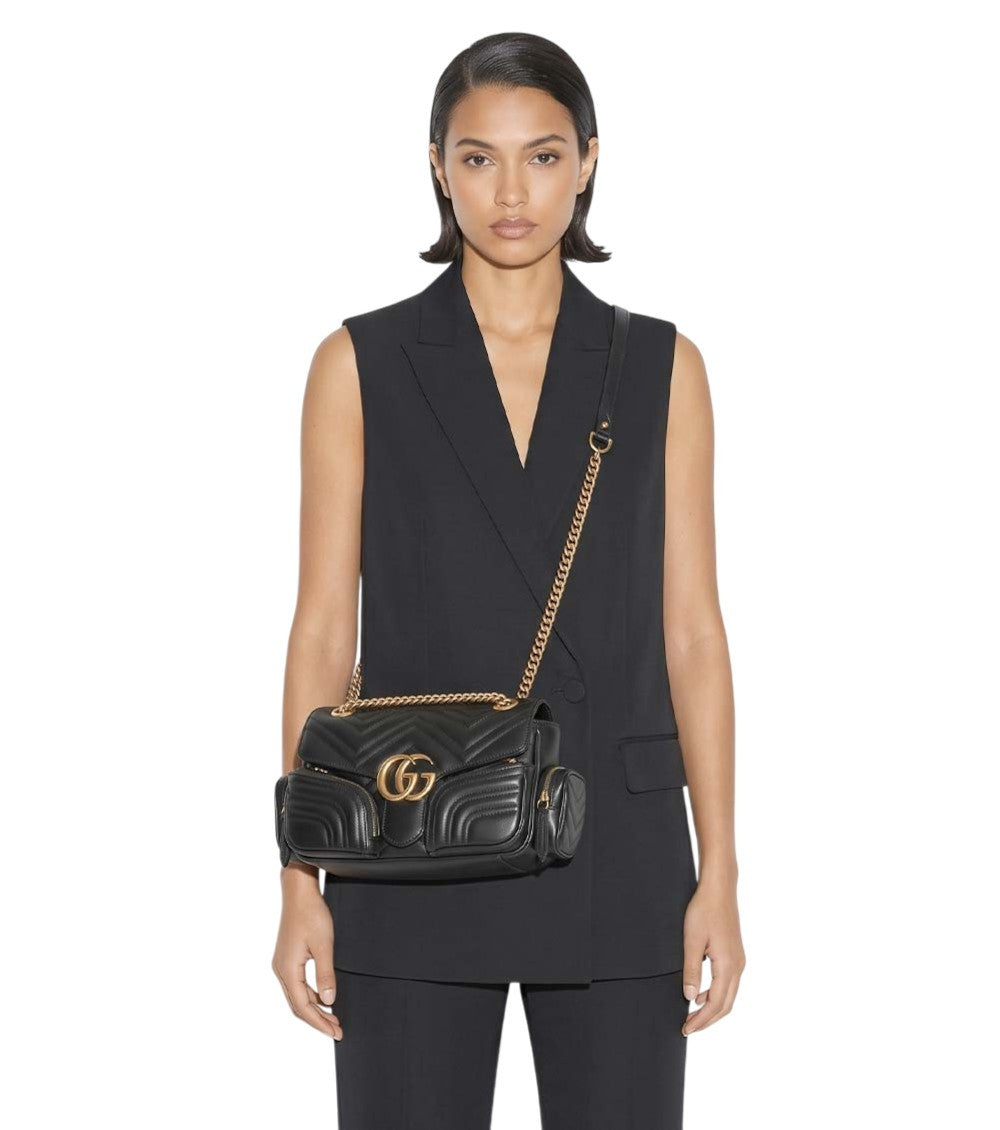 Black GG Marmont Medium Shoulder Bag 5