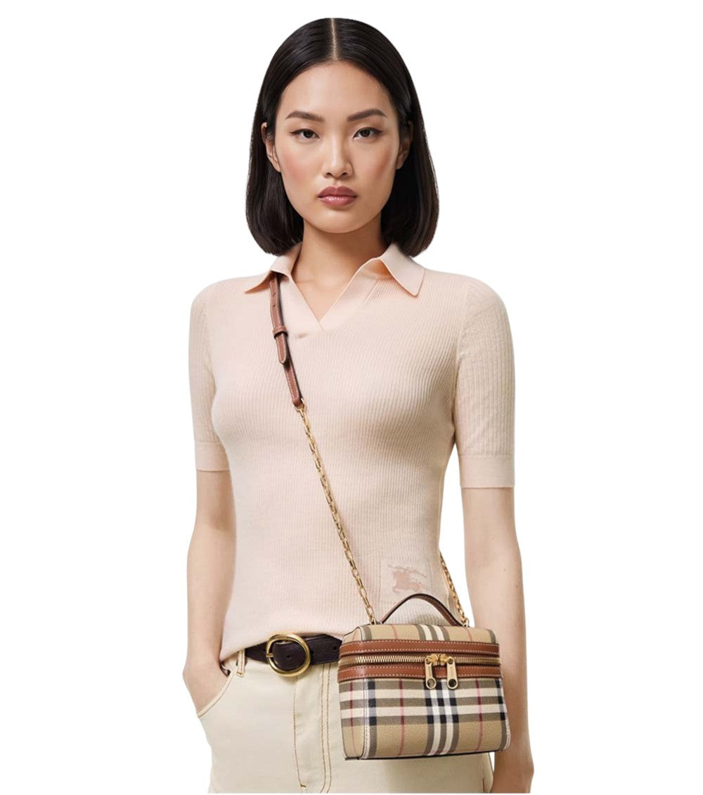 Beige Check Vanity Mini Crossbody Bag 5