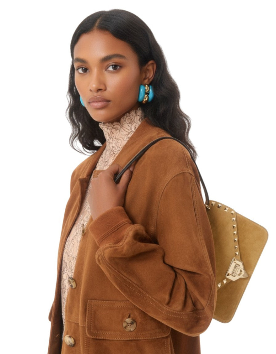 Beige Rockstud Small Shoulder Bag 5