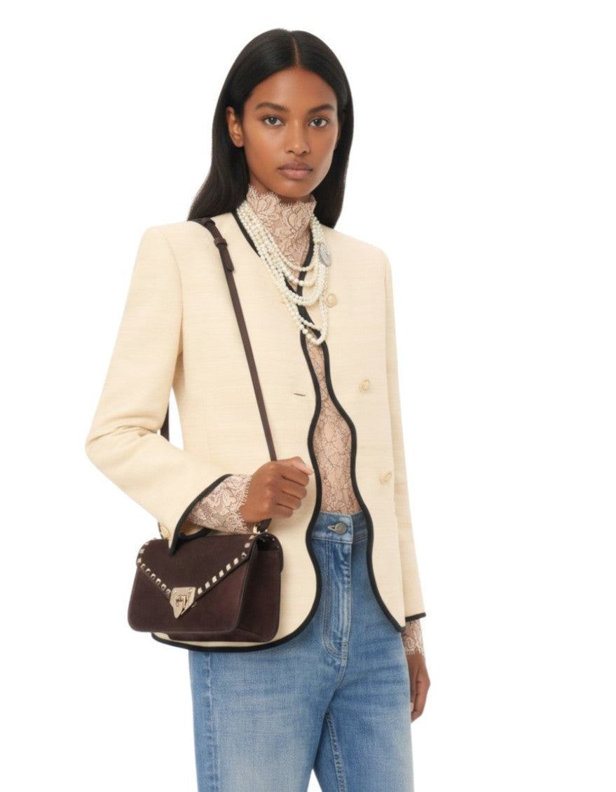 Brown Rockstud Small Shoulder Bag 5