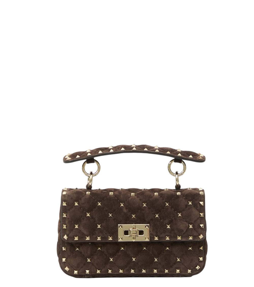 Brown Rockstud Spike Small Shoulder Bag 1