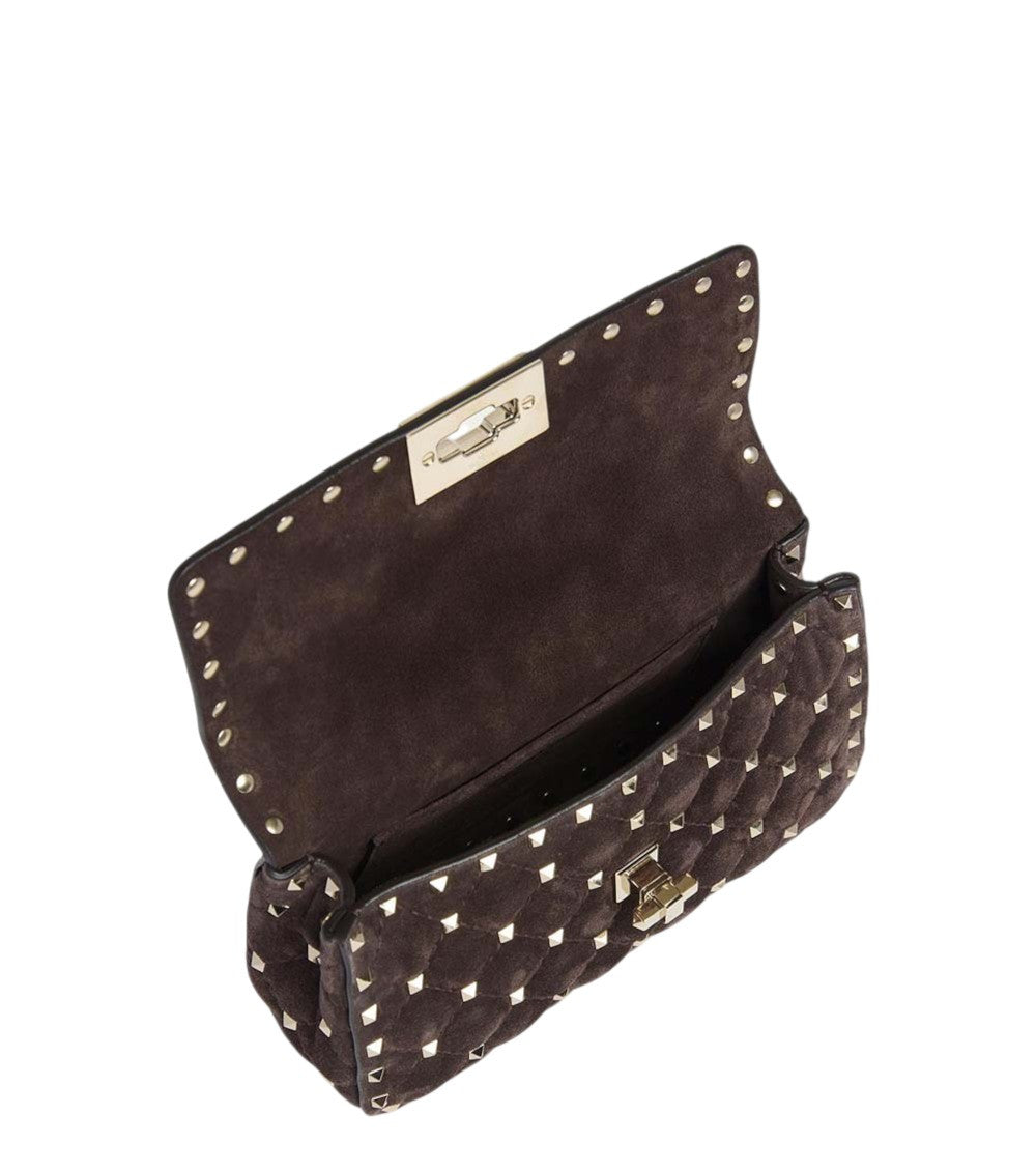Brown Rockstud Spike Small Shoulder Bag 3