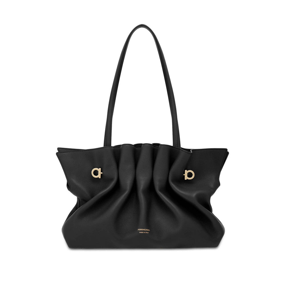 Black Soft Medium Shoulder Bag 1