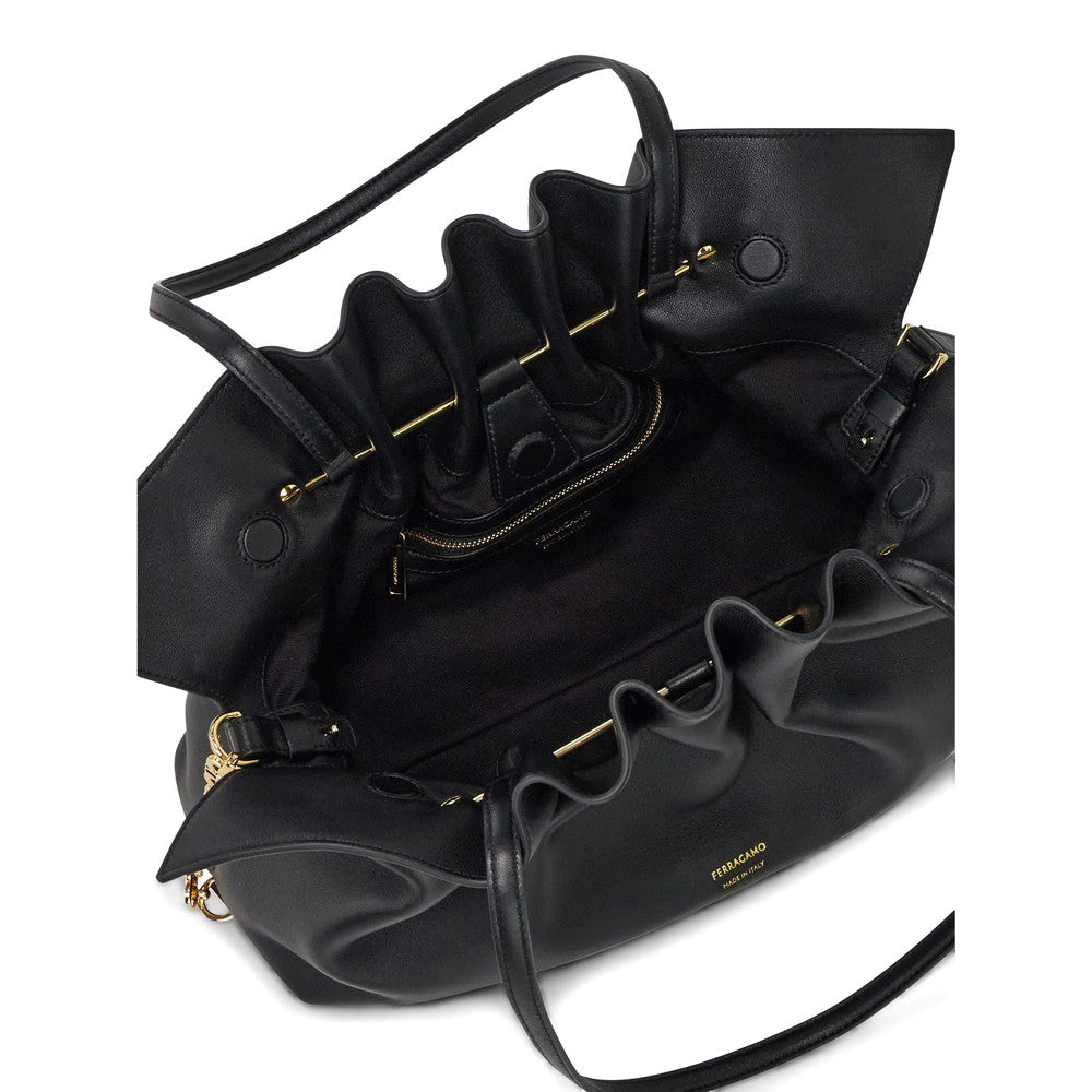 Black Soft Medium Shoulder Bag 3