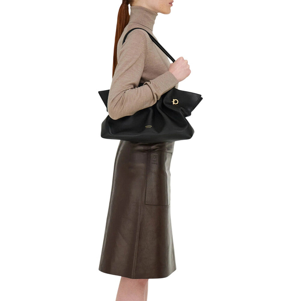 Black Soft Medium Shoulder Bag 5