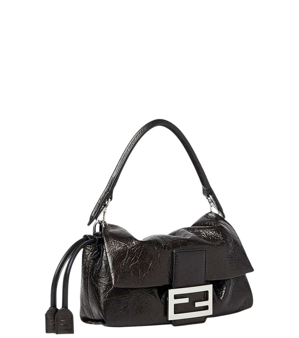 Black Baguette Soft Small Shoulder Bag 2