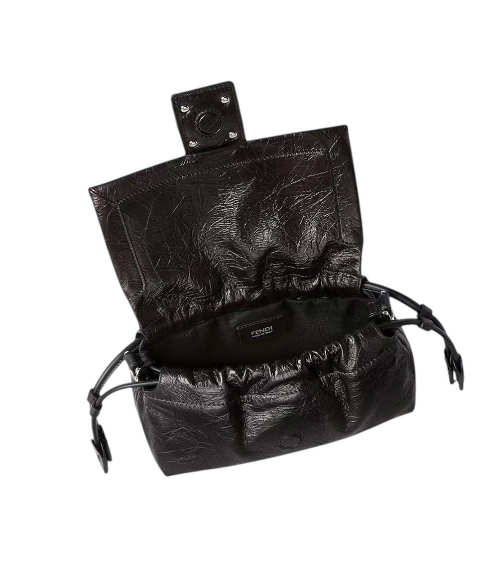 Black Baguette Soft Small Shoulder Bag 4