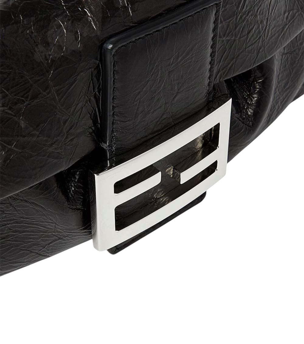 Black Baguette Soft Small Shoulder Bag 5