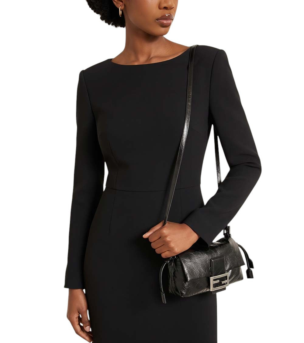 Black Baguette Soft Small Shoulder Bag 6