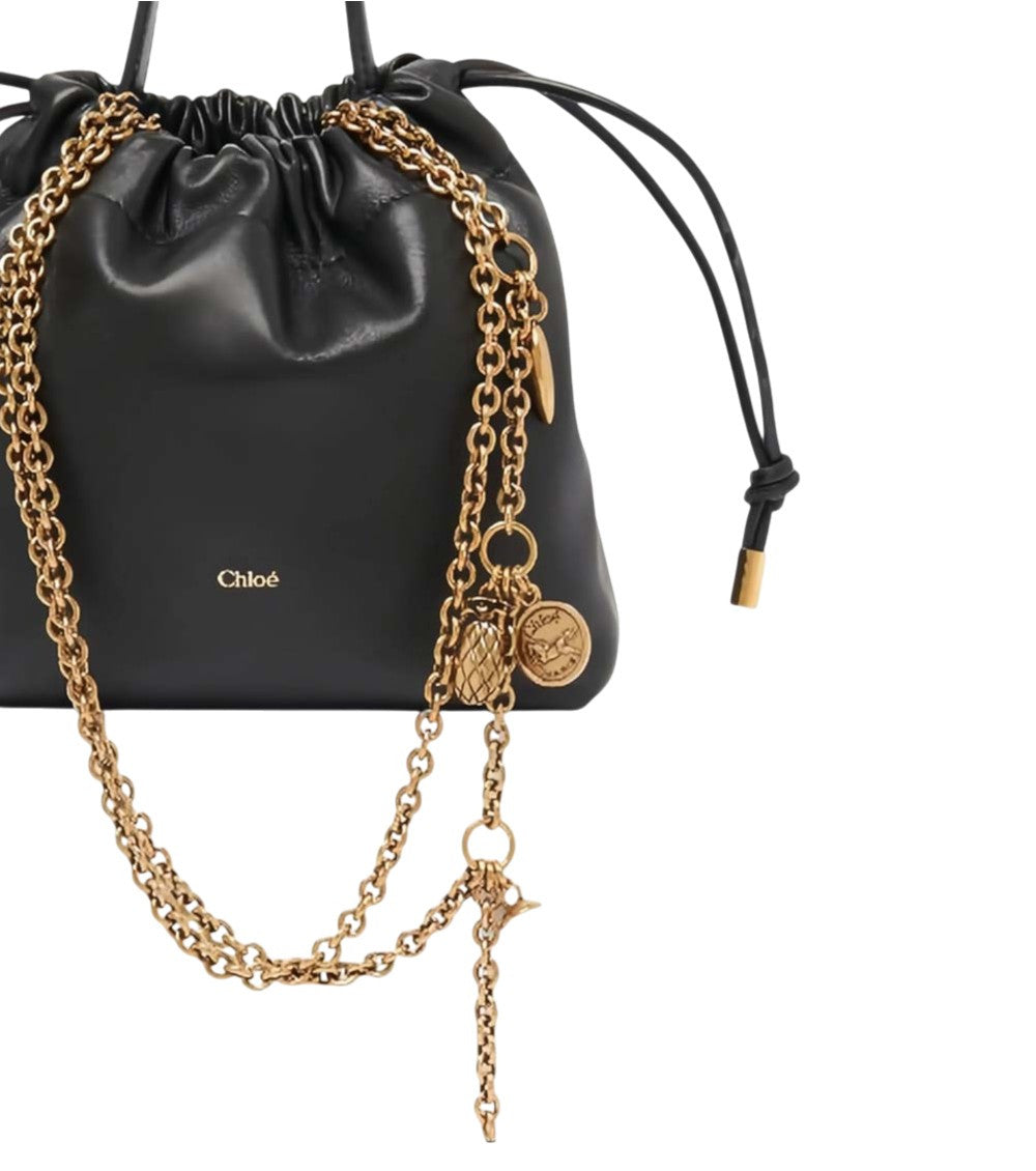 Black Drawstring Mini Shoulder Bag 6