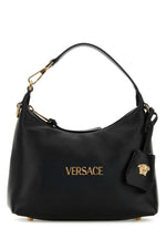 Black leather Hobo Versace Tag handbag  1