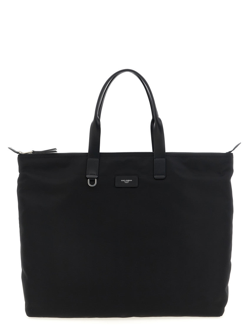Black Logo Top Zip Tote 1