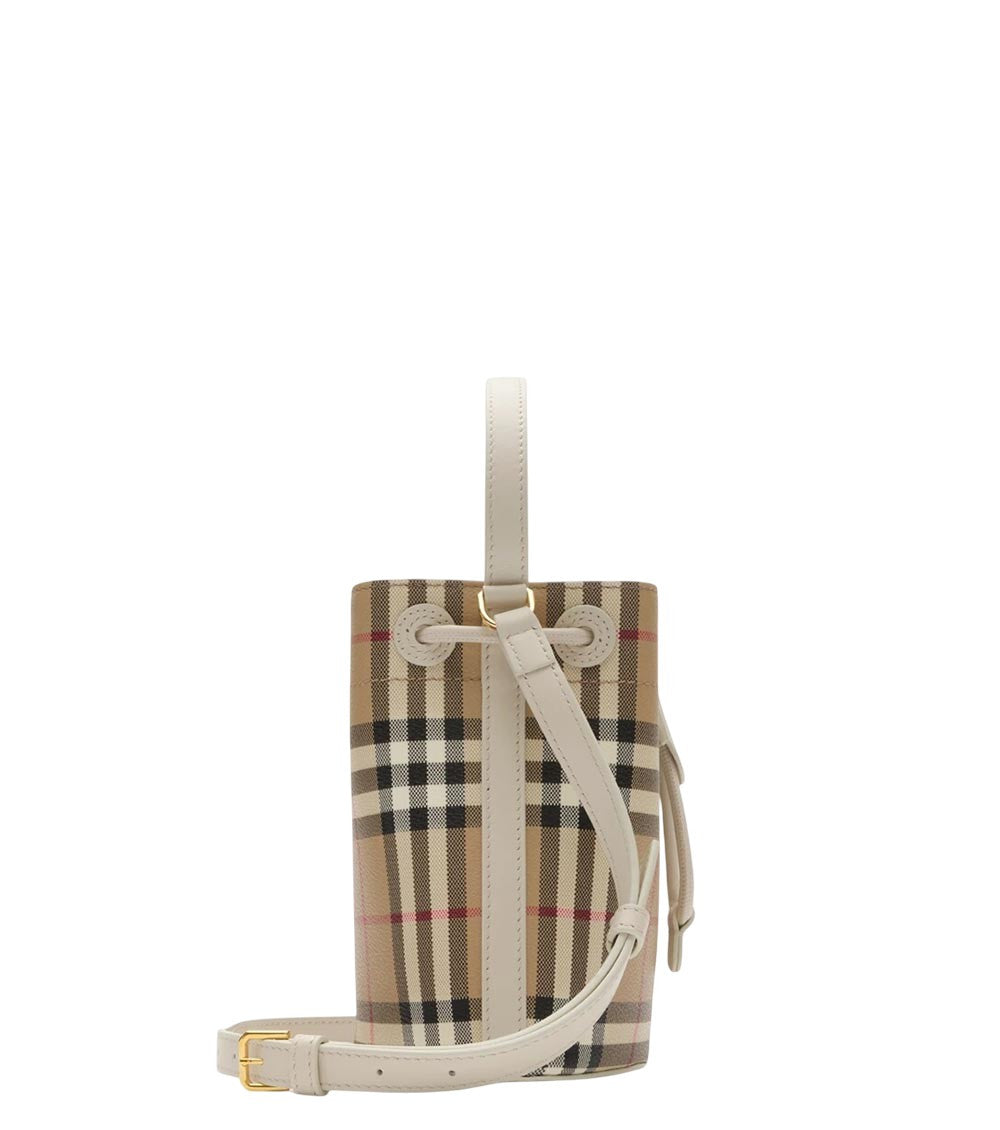 Beige Check Mini Bucket Bag 2