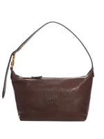 Brown logo-embossed shoulder bag 1