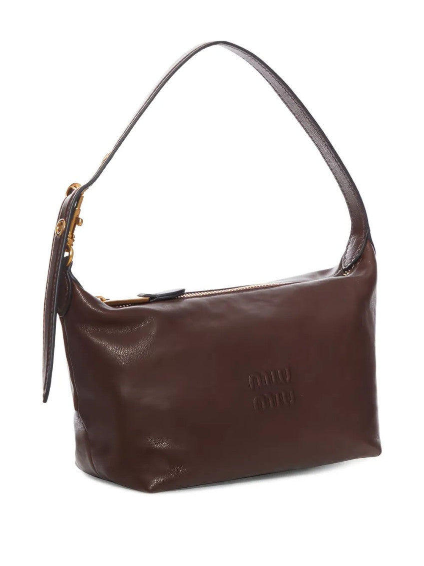 Brown logo-embossed shoulder bag 2