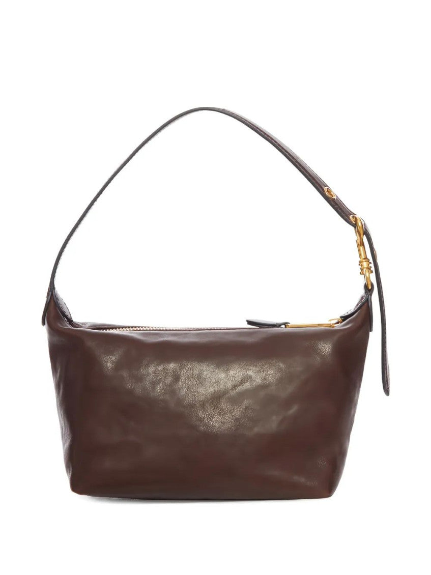Brown logo-embossed shoulder bag 3