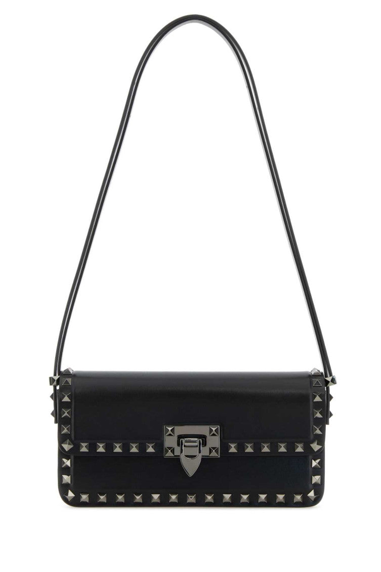 Black leather Rockstud shoulder bag  1