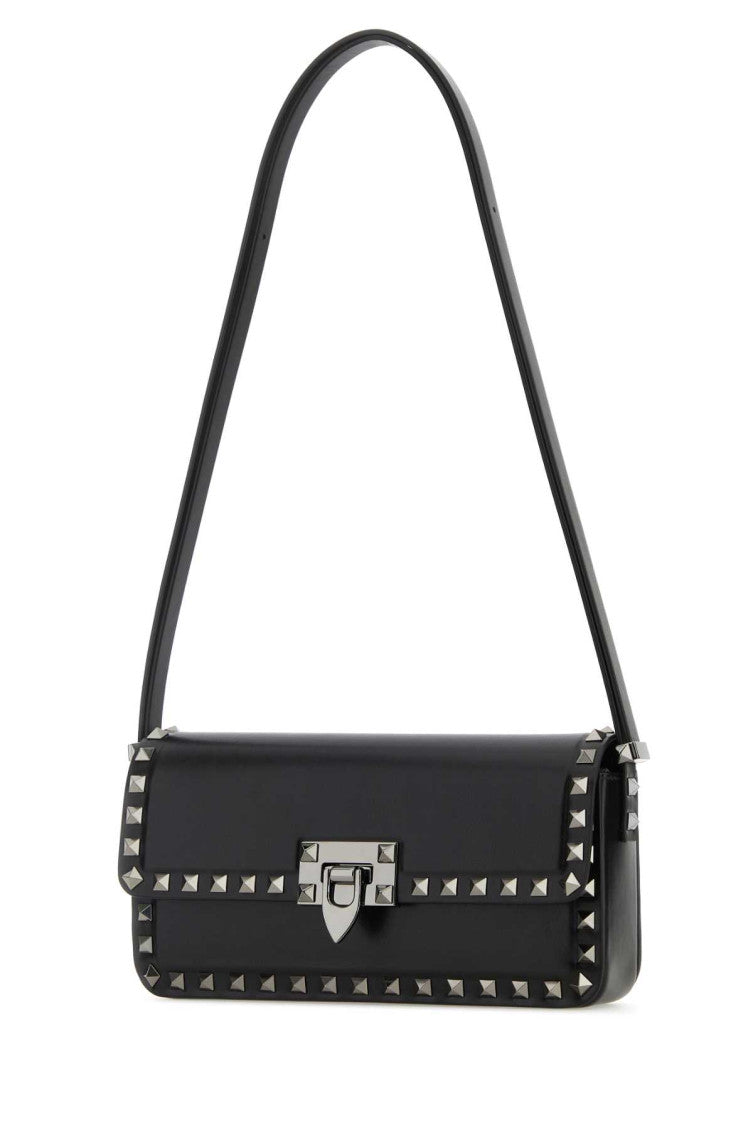 Black leather Rockstud shoulder bag  2