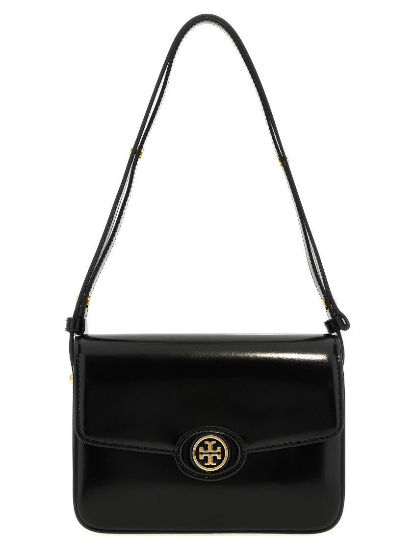 Black logo-plaque crossbody bag 1