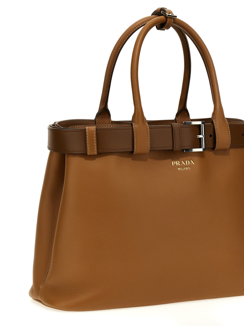 Brown Buckle Large Handbag 3
