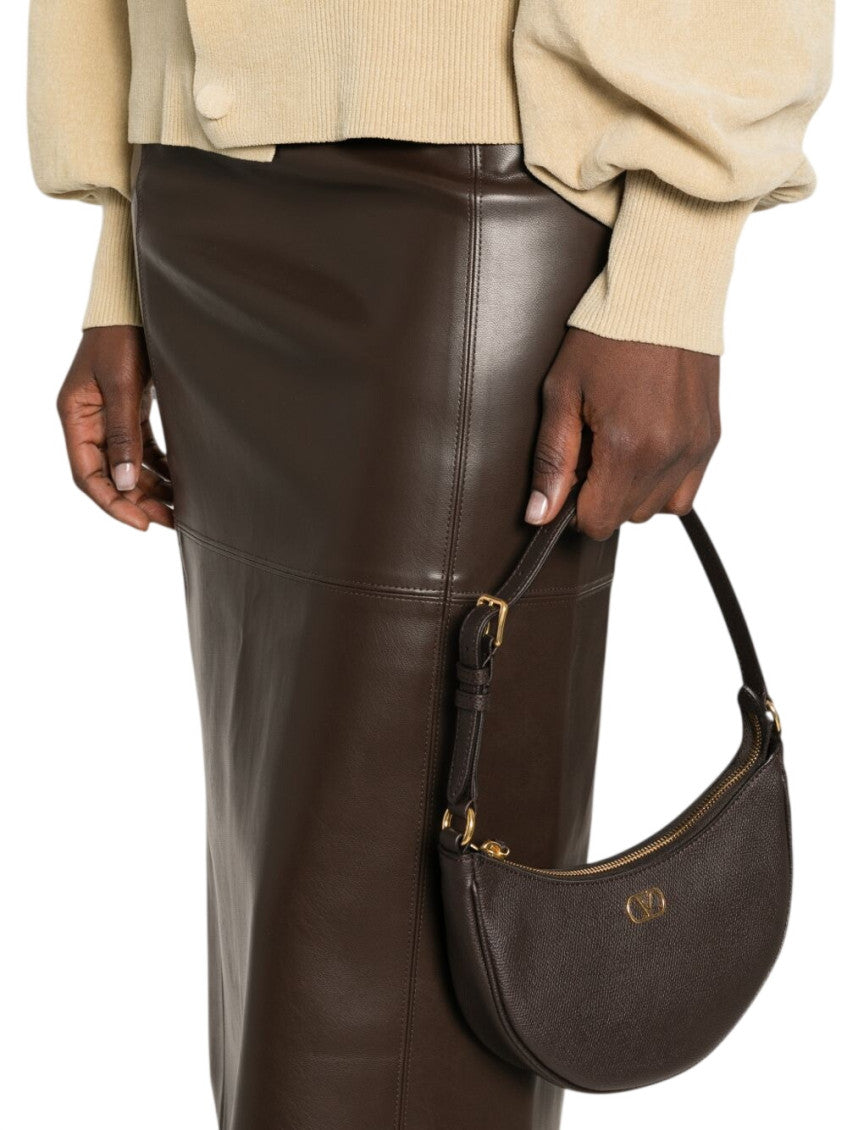 Dark Brown VLogo Mini Hobo 5