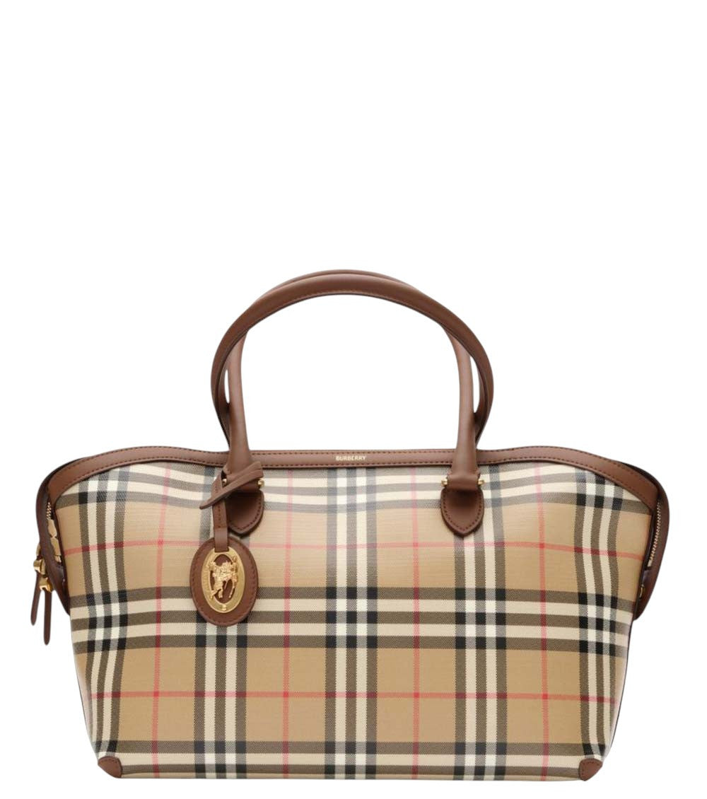 Beige Check Medium Tote 1
