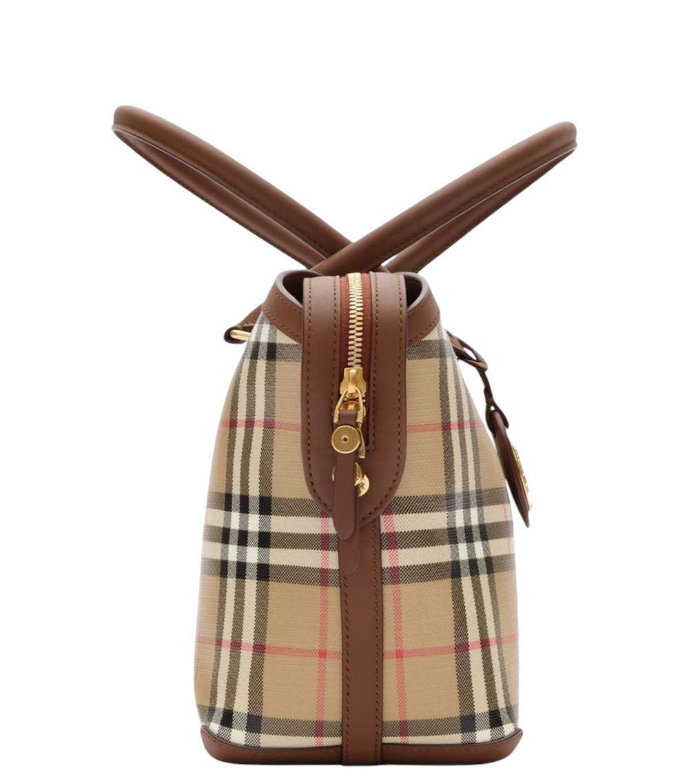Beige Check Medium Tote 4