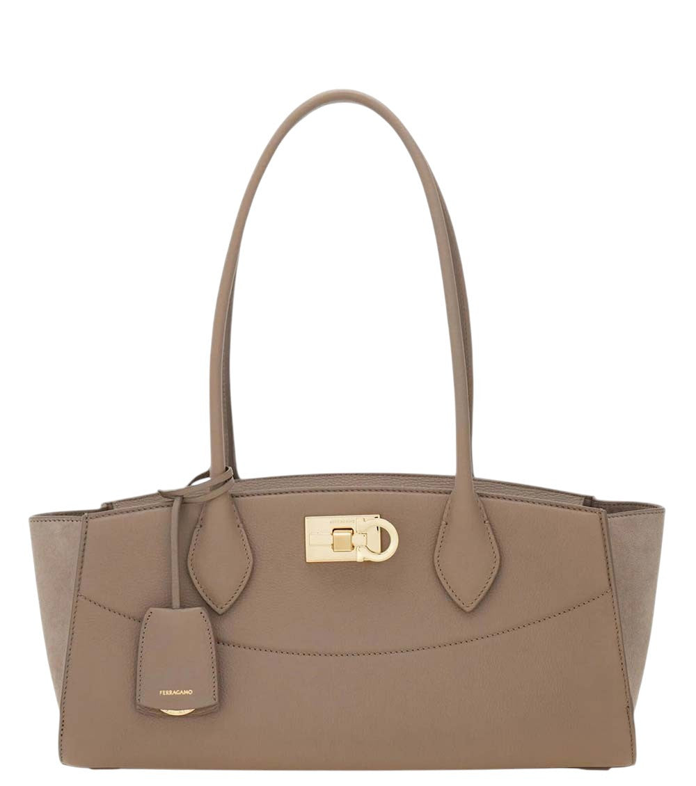 Taupe Studio Medium Shoulder Bag 1