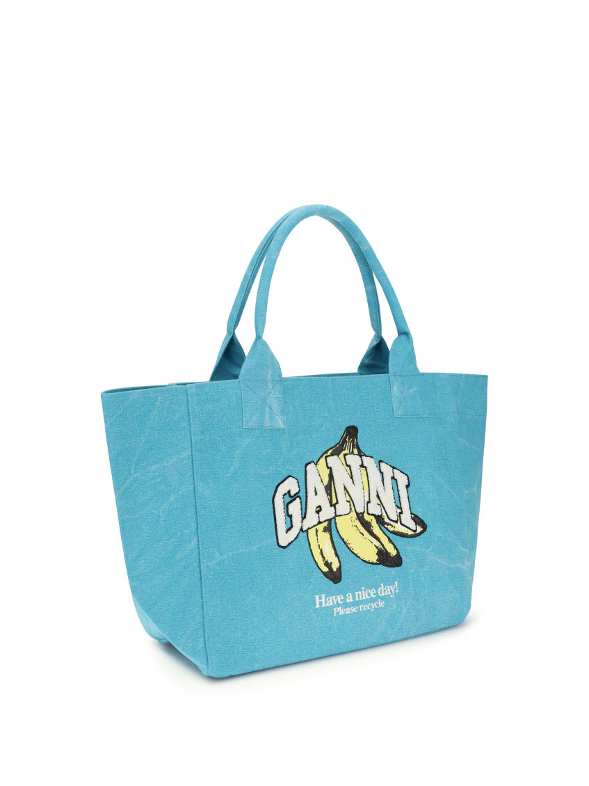 Light Blue Banana Print Medium Tote 2